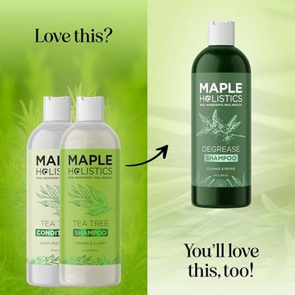 Tea Tree Shampoo and Conditioner Set – Sulfate Free Clarifying Shampoo and Conditioner for Oily Hair & Scalp Care with Australian Tea Tree Oil – Dry Scalp Treatment for Build Up (8 Fl Oz)