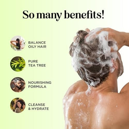 Tea Tree Shampoo and Conditioner Set – Sulfate Free Clarifying Shampoo and Conditioner for Oily Hair & Scalp Care with Australian Tea Tree Oil – Dry Scalp Treatment for Build Up (8 Fl Oz)