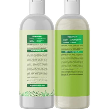 Tea Tree Shampoo and Conditioner Set – Sulfate Free Clarifying Shampoo and Conditioner for Oily Hair & Scalp Care with Australian Tea Tree Oil – Dry Scalp Treatment for Build Up (8 Fl Oz)