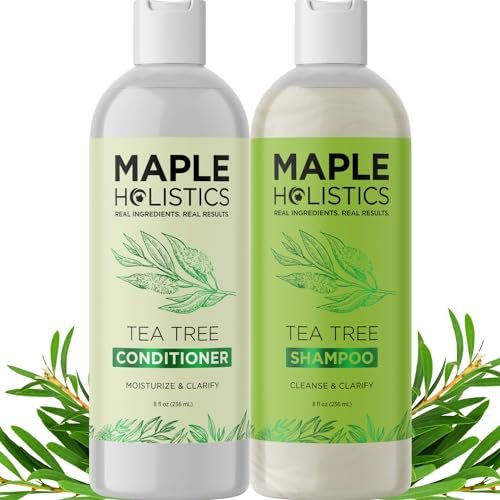 Tea Tree Shampoo and Conditioner Set – Sulfate Free Clarifying Shampoo and Conditioner for Oily Hair & Scalp Care with Australian Tea Tree Oil – Dry Scalp Treatment for Build Up (8 Fl Oz) - görsel 1
