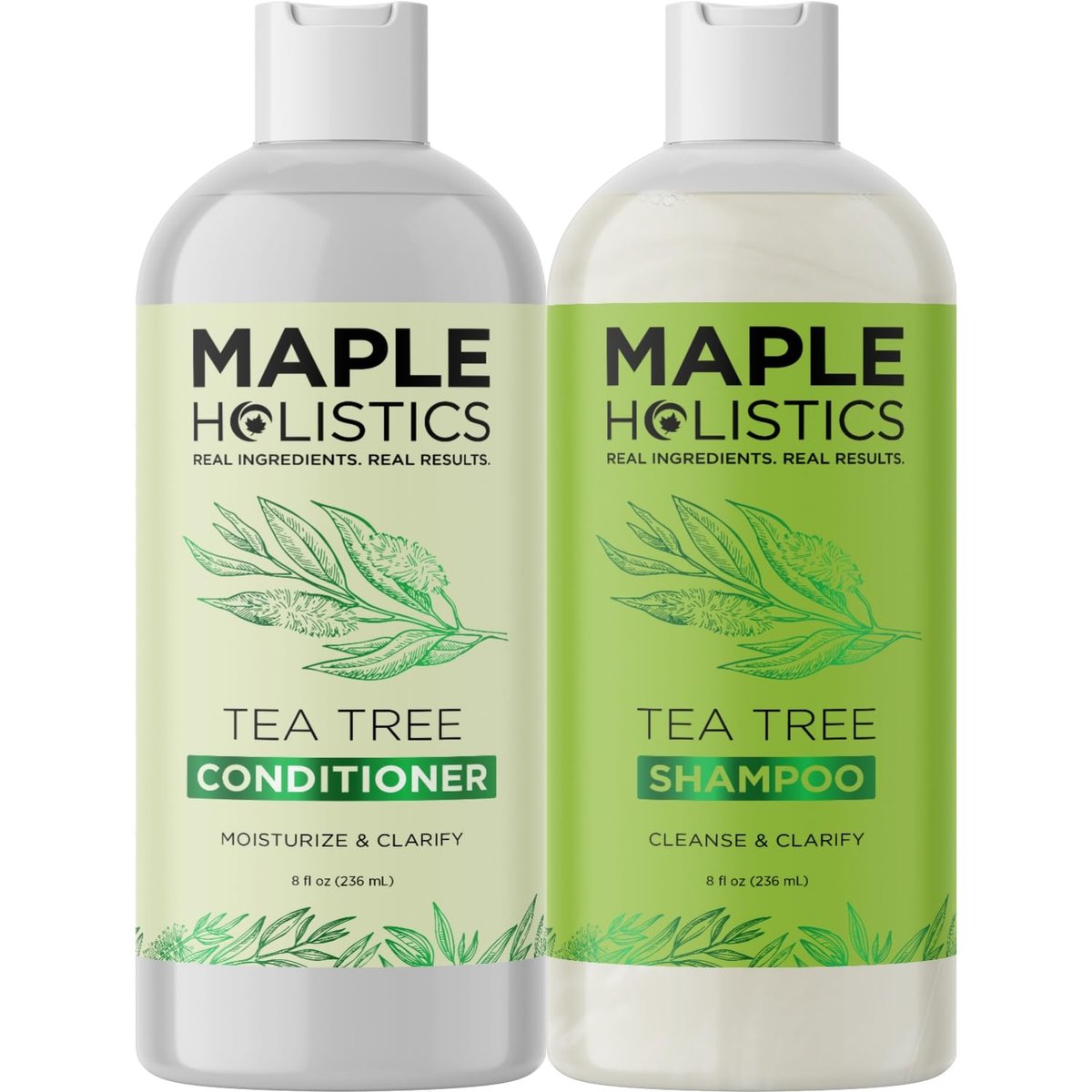 Tea Tree Shampoo and Conditioner Set – Sulfate Free Clarifying Shampoo and Conditioner for Oily Hair & Scalp Care with Australian Tea Tree Oil – Dry Scalp Treatment for Build Up (8 Fl Oz) - görsel 16