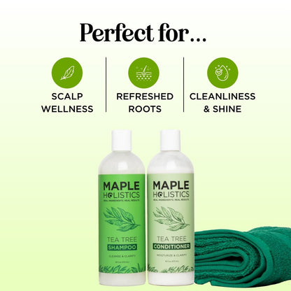 Tea Tree Shampoo and Conditioner Set – Sulfate Free Clarifying Shampoo and Conditioner for Oily Hair & Scalp Care with Australian Tea Tree Oil – Dry Scalp Treatment for Build Up (8 Fl Oz)