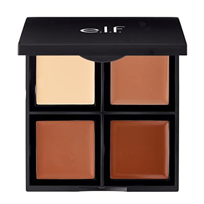 e.l.f. Cream Contour Palette - 4 Blendable Shades for Highlighting, Contouring, and Bronzing - All-Day Wear Travel-Friendly Compact