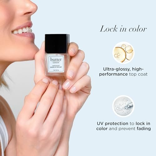 butter LONDON Shine UV Top Coat Nail Polish - Hardwear - Quick-Drying, Glossy Finish - 0.37 Fl Oz Avelisse