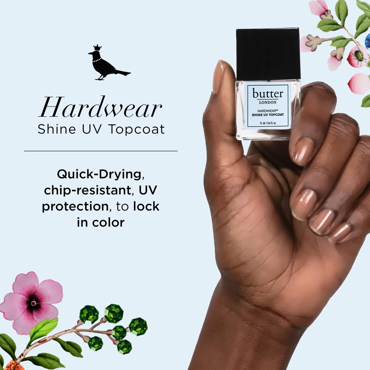 butter LONDON Shine UV Top Coat Nail Polish - Hardwear - Quick-Drying, Glossy Finish - 0.37 Fl Oz Avelisse