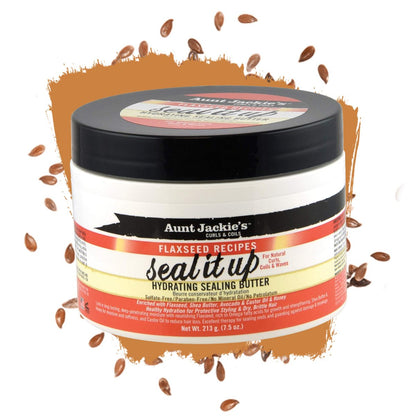 Aunt Jackie's Flaxseed Recipes Seal It Up Hydrating Sealing Butter - 7.5 oz Jar - Helps Prevent & Repair Damaged Hair