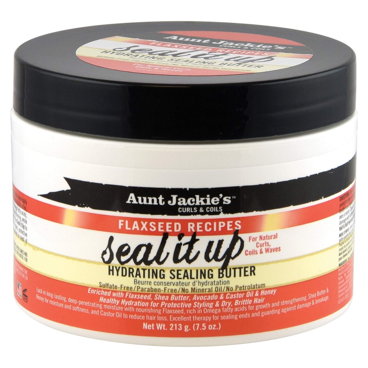 Aunt Jackie's Flaxseed Recipes Seal It Up Hydrating Sealing Butter - 7.5 oz Jar - Helps Prevent & Repair Damaged Hair - görsel 1