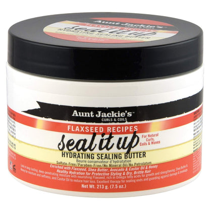 Aunt Jackie's Flaxseed Recipes Seal It Up Hydrating Sealing Butter - 7.5 oz Jar - Helps Prevent & Repair Damaged Hair