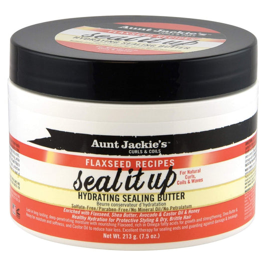 Aunt Jackie's Flaxseed Recipes Seal It Up Hydrating Sealing Butter - 7.5 oz Jar - Helps Prevent & Repair Damaged Hair