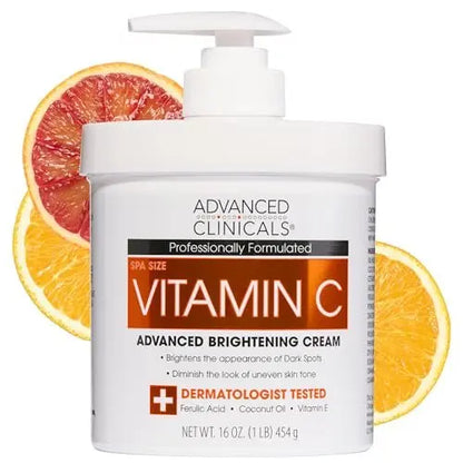 Advanced Clinicals Vitamin C Cream - Visibly Brightening Body Lotion, 16 oz Avelisse