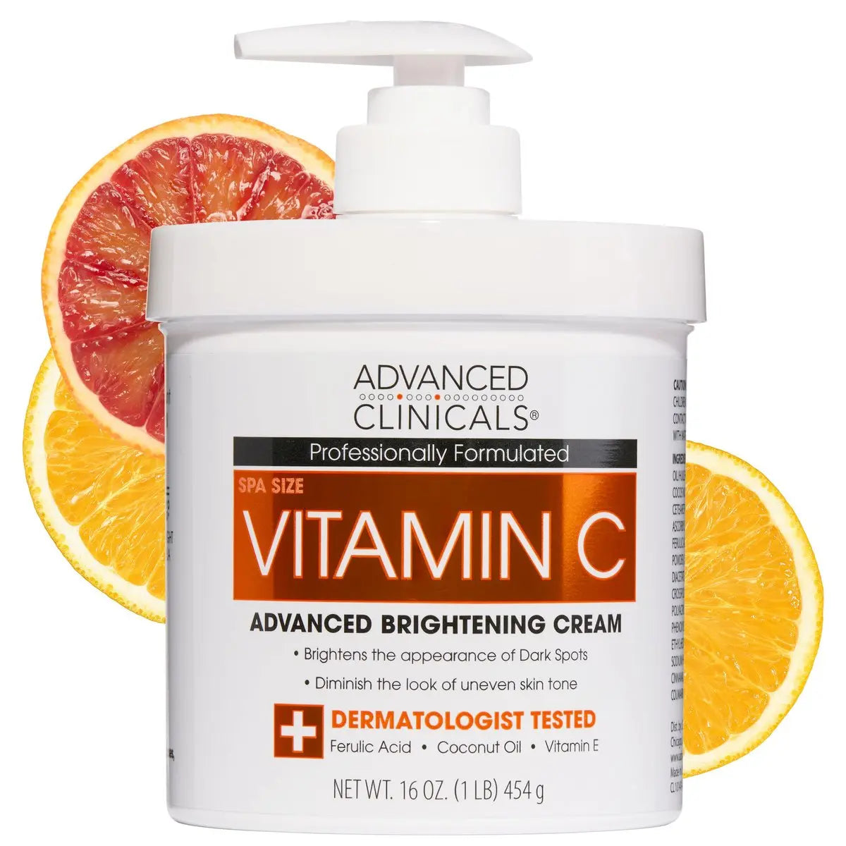 Advanced Clinicals Vitamin C Cream - Visibly Brightening Body Lotion, 16 oz Avelisse