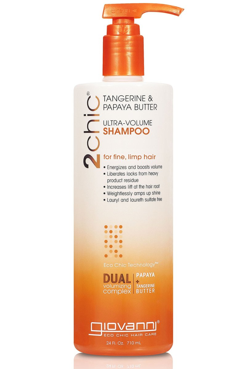 GIOVANNI 2chic Ultra-Volume Shampoo with Tangerine and Papaya Butter - For Fine, Limp Hair - 24 oz - görsel 1