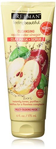 Freeman Cleansing Apple Cider Vinegar Clay Mask & Facial Scrub – Tones, Purifies, Exfoliates for Flawless Complexion, 6 fl oz