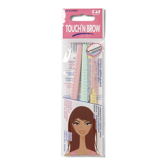 KAI Touch 'N Brow Razor - Precision Eyebrow Grooming Tool, Stainless Steel Blade, Pink