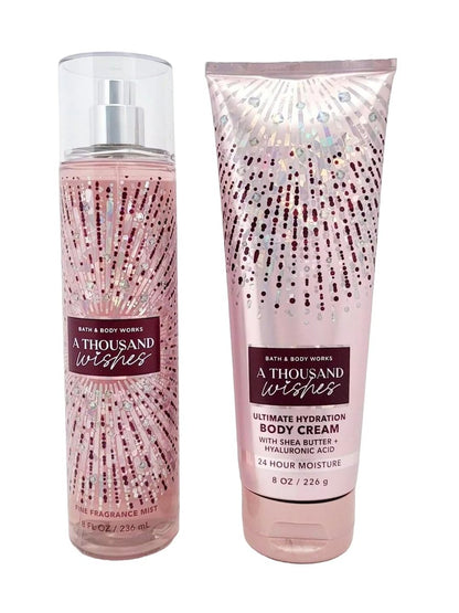 Bath & Body Works A Thousand Wishes Signature Collection Gift Set - Fine Fragrance Mist & Ultra Shea Body Cream Avelisse
