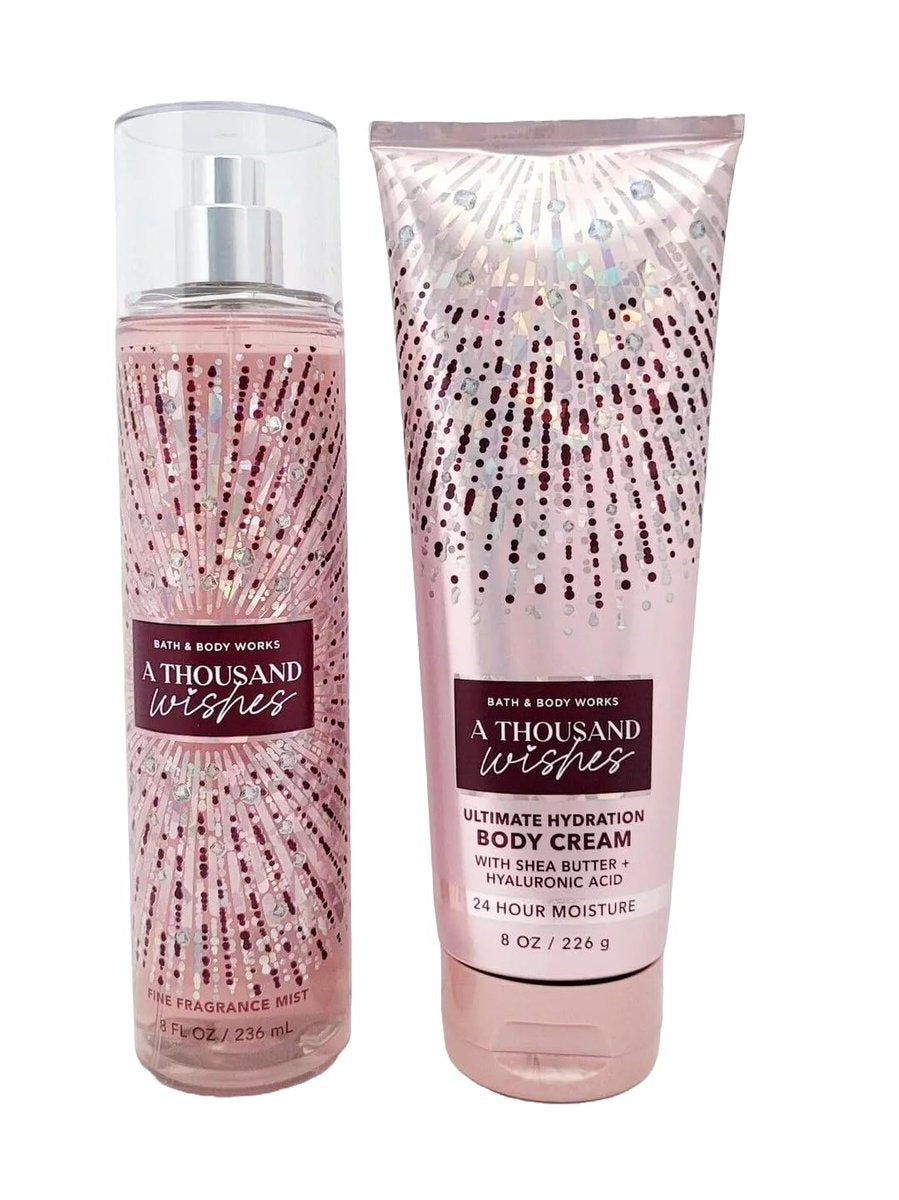 Bath & Body Works A Thousand Wishes Signature Collection Gift Set - Fine Fragrance Mist & Ultra Shea Body Cream Avelisse
