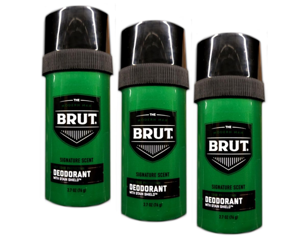 Brut Round Solid Deodorant for Men, 2.7 oz (Pack of 3) - Long-Lasting Protection Avelisse