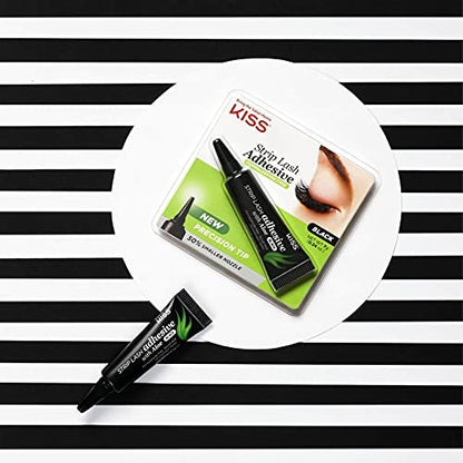 KISS Black Strip Lash Adhesive with Aloe – Secure Hold, Latex-Based, Dermatologist Tested, 0.24 oz