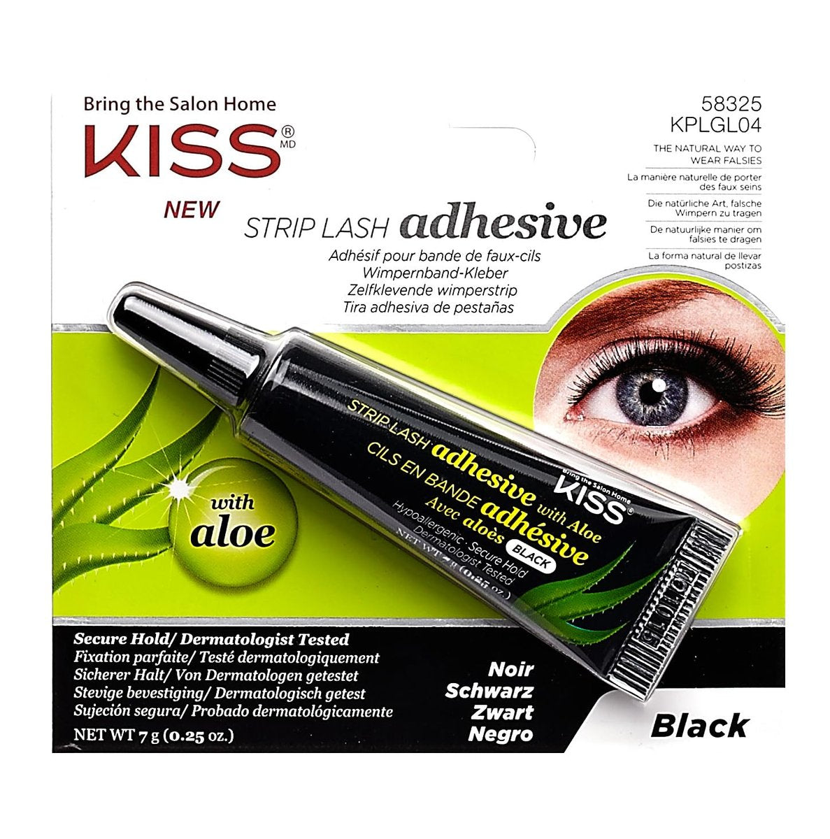 KISS Black Strip Lash Adhesive with Aloe – Secure Hold, Latex-Based, Dermatologist Tested, 0.24 oz - görsel 1