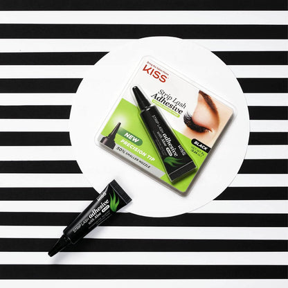 KISS Black Strip Lash Adhesive with Aloe – Secure Hold, Latex-Based, Dermatologist Tested, 0.24 oz