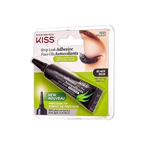 KISS Black Strip Lash Adhesive with Aloe – Secure Hold, Latex-Based, Dermatologist Tested, 0.24 oz - görsel 4