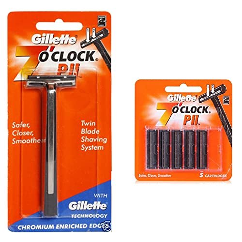 7 O'Clock PII Trac II Razor + 5 Cartridges | Precision Metal Shaving - görsel 2