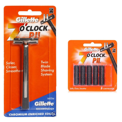 7 O'Clock PII Trac II Razor + 5 Cartridges | Precision Metal Shaving
