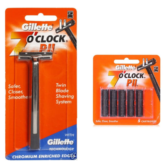 7 O'Clock PII Trac II Razor + 5 Cartridges | Precision Metal Shaving