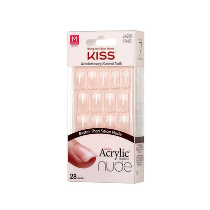 KISS Salon Acrylic Nude French Nail Tips - Medium Length Flat, 28 Count (Pack of 2) - Pink Avelisse