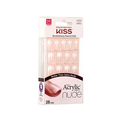 KISS Salon Acrylic Nude French Nail Tips - Medium Length Flat, 28 Count (Pack of 2) - Pink Avelisse