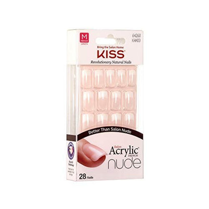 KISS Salon Acrylic Nude French Nail Tips - Medium Length Flat, 28 Count (Pack of 2) - Pink Avelisse