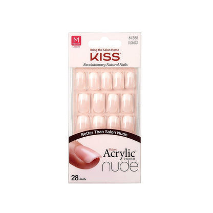 KISS Salon Acrylic Nude French Nail Tips - Medium Length Flat, 28 Count (Pack of 6) - Pink Avelisse