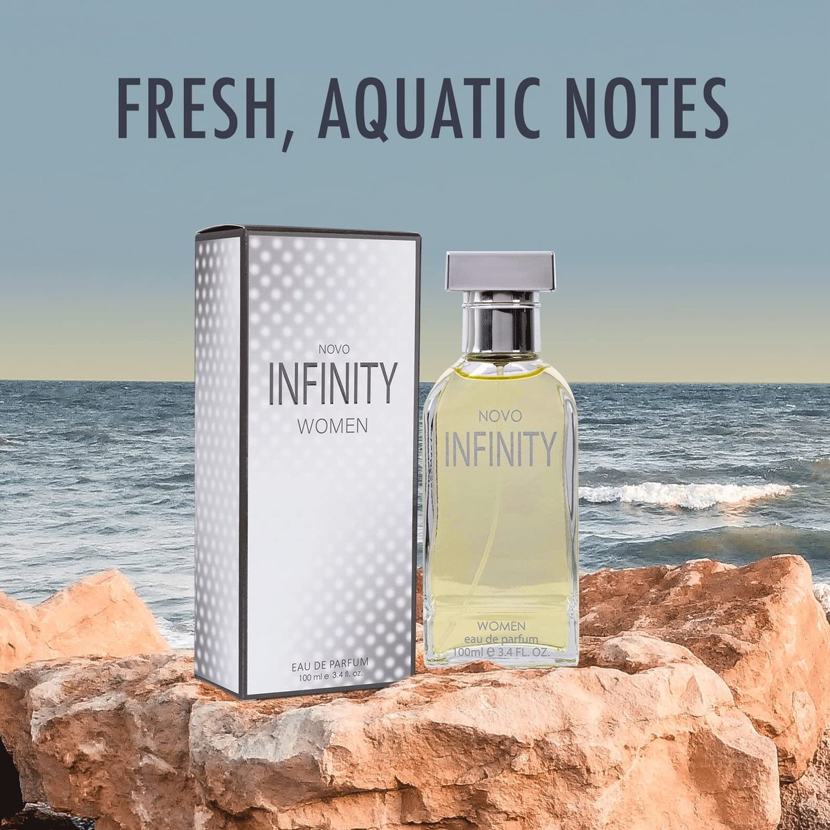NovoGlow Novo Infinity for Women Eau de Parfum Spray, 3.4 Fl Oz - Citrus Floral Musk Fragrance for All-Day Freshness Avelisse