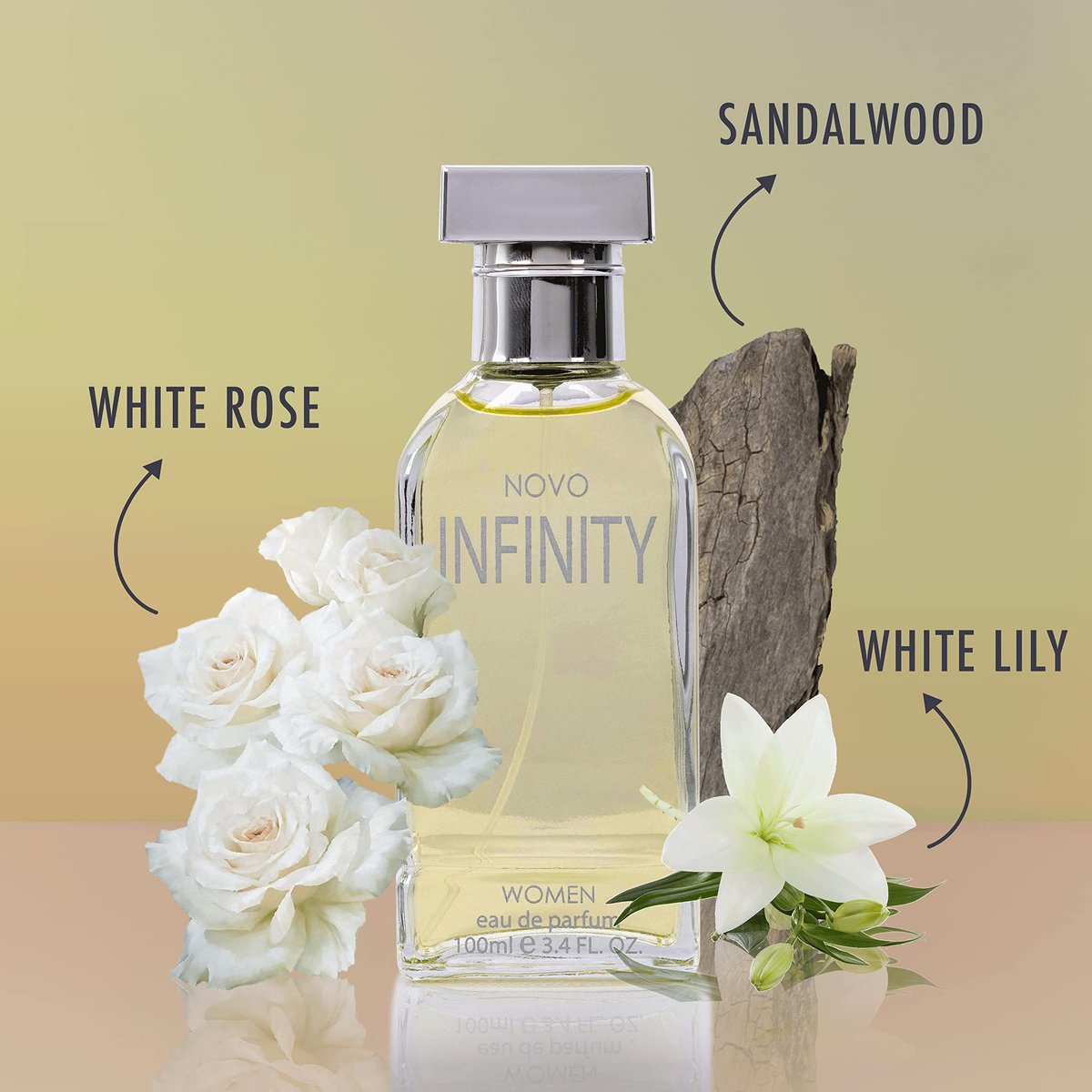 NovoGlow Novo Infinity for Women Eau de Parfum Spray, 3.4 Fl Oz - Citrus Floral Musk Fragrance for All-Day Freshness Avelisse