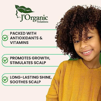 J'Organic Solutions Natural Kid's Hair Growth Stimulator – Lanolin, Sweet Almond & Castor Oil Hair Grease for Soft, Shiny Hair (4 fl oz) Avelisse
