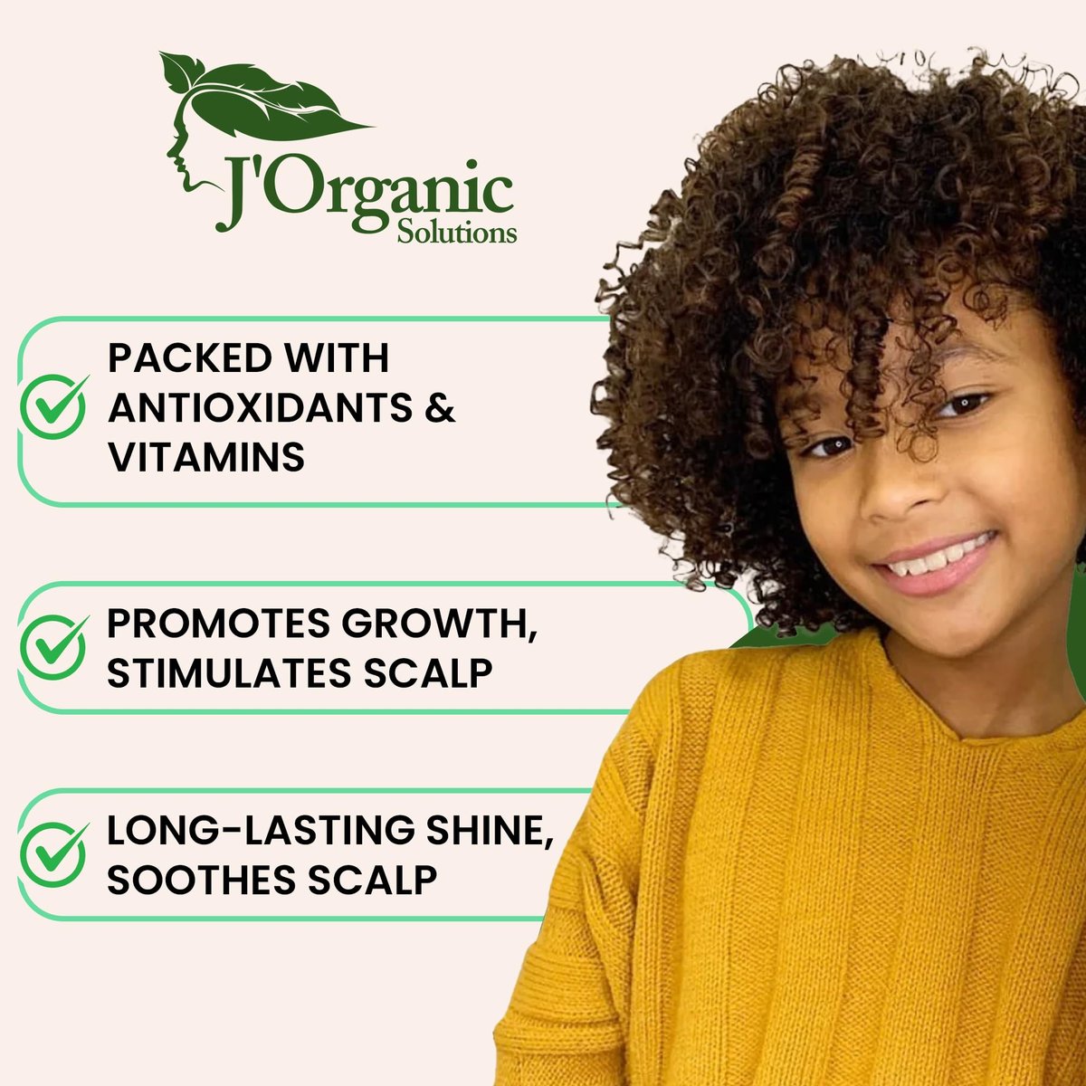 J'Organic Solutions Natural Kid's Hair Growth Stimulator – Lanolin, Sweet Almond & Castor Oil Hair Grease for Soft, Shiny Hair (4 fl oz) Avelisse
