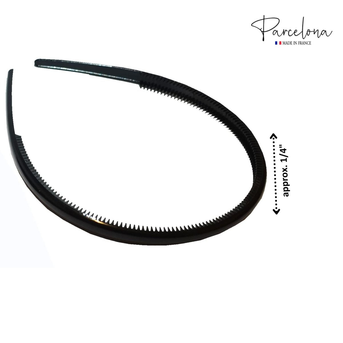 Parcelona French Thin Set of 2 Tortoise Shell Brown and Black Hair Headbands with Inner Teeth Nibs Avelisse