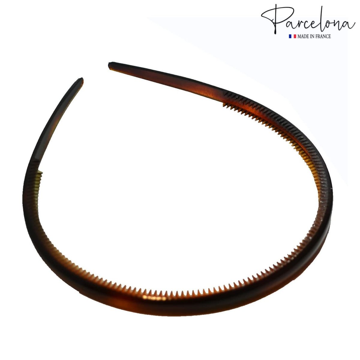 Parcelona French Thin Set of 2 Tortoise Shell Brown and Black Hair Headbands with Inner Teeth Nibs Avelisse