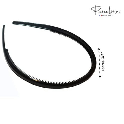 Parcelona French Thin Set of 2 Tortoise Shell Brown and Black Hair Headbands with Inner Teeth Nibs Avelisse