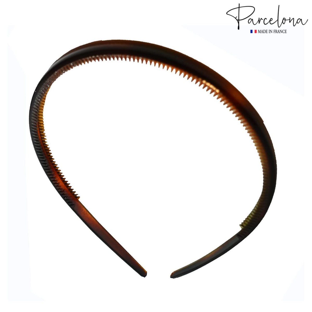 Parcelona French Thin Set of 2 Tortoise Shell Brown and Black Hair Headbands with Inner Teeth Nibs Avelisse