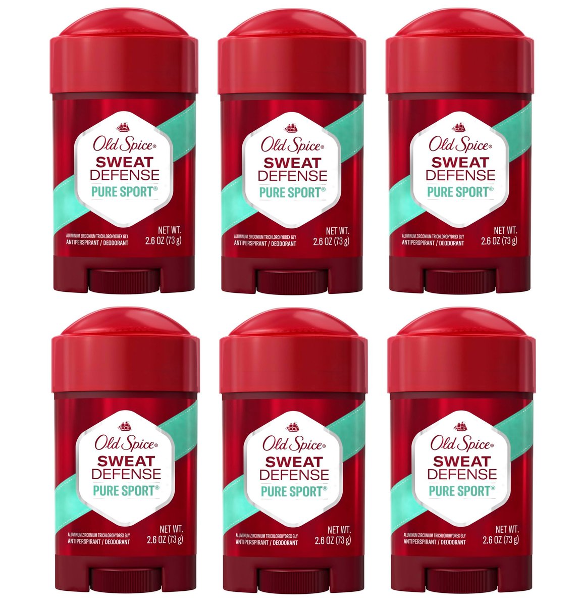 Old Spice Pure Sport+ Soft Solid Antiperspirant Deodorant, 2.6 oz (Pack of 6) Avelisse