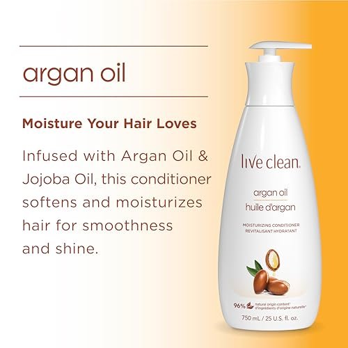 LIVE CLEAN Argan Oil Conditioner – 25.36 fl oz (750 ml) | Moisturizing & Nourishing Hair Conditioner - görsel 8