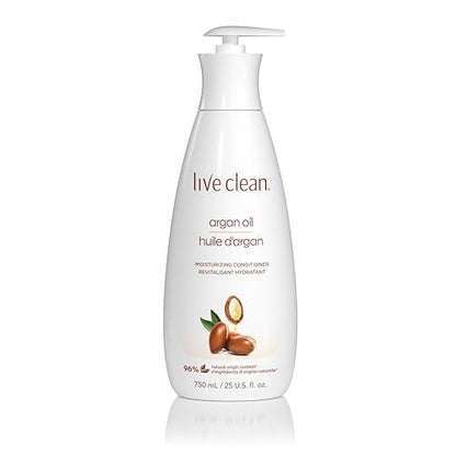 LIVE CLEAN Argan Oil Conditioner – 25.36 fl oz (750 ml) | Moisturizing & Nourishing Hair Conditioner
