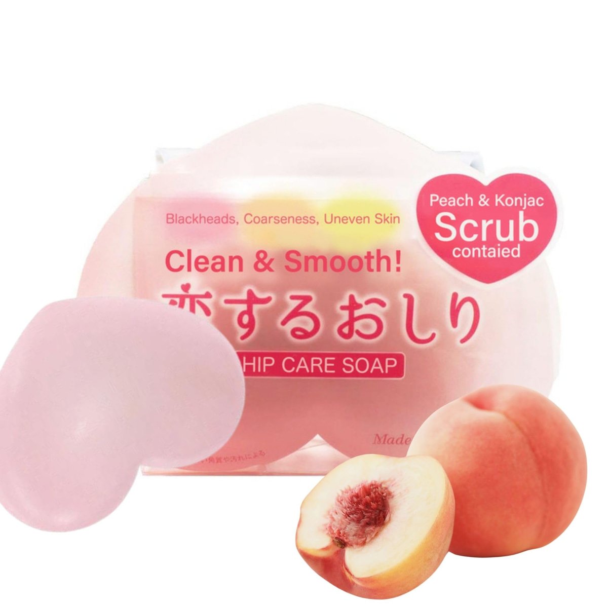 Pelican Soap Exfoliating Soap Bar with Citric Acid, Aloe Vera & Jojoba Oil – Natural Japanese Bar Soap for Dark Spots & Pore Cleansing (Peach, 2.82 oz) - görsel 1