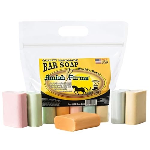Amish Farms Natural Bar Soap 5-Pack Variety – Handmade Cold Process Moisturizing Soap Bars, Large Hand-Cut, Made in USA Avelisse