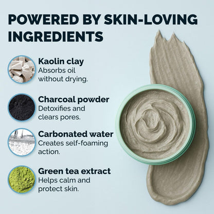 Elizabeth Mott Carbonated Bubble Detox Clay Mask – Deep Pore Cleansing Charcoal Face Mask for Acne, Blackheads & Oil Control – Cruelty-Free Korean Skincare, 3.53 oz