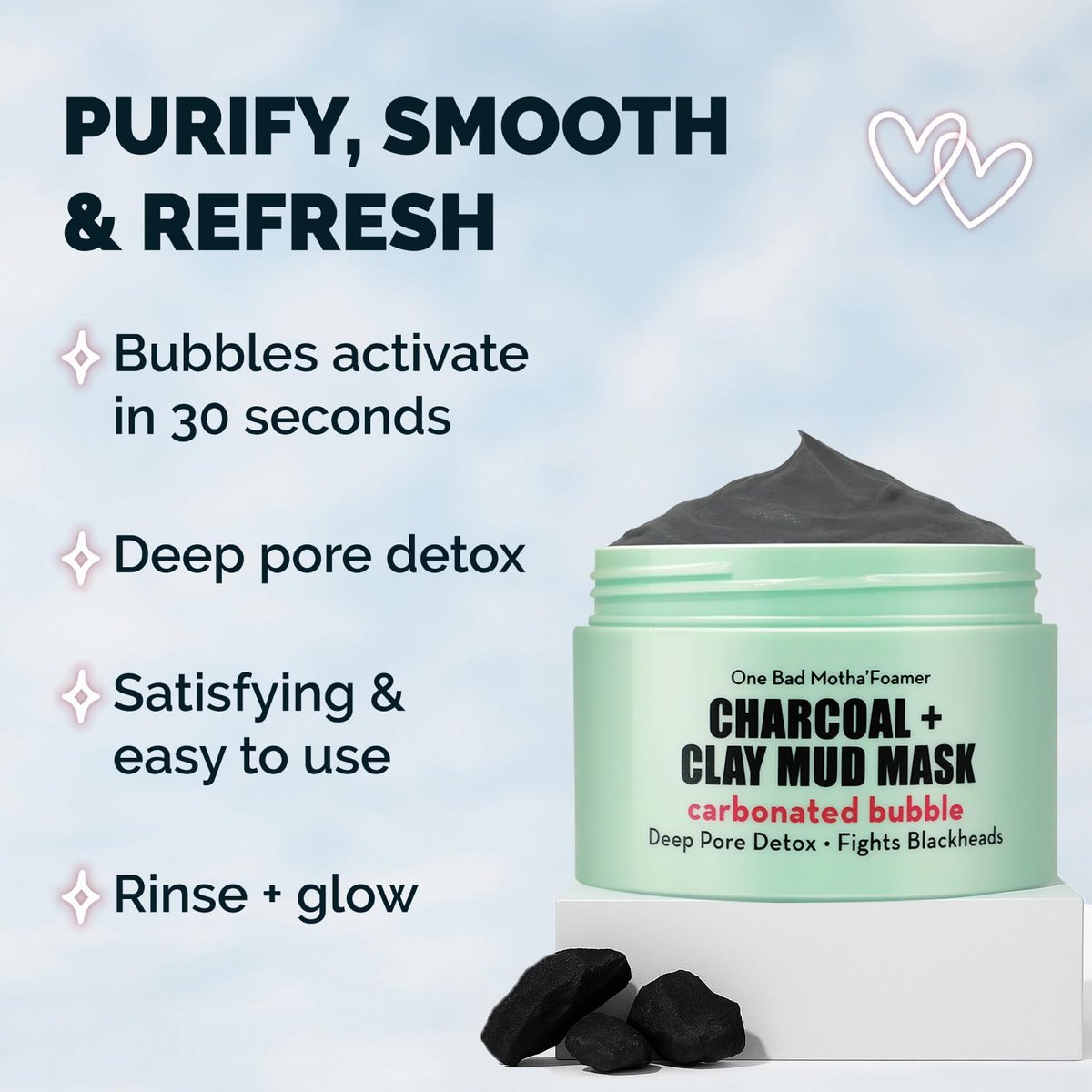 Elizabeth Mott Carbonated Bubble Detox Clay Mask – Deep Pore Cleansing Charcoal Face Mask for Acne, Blackheads & Oil Control – Cruelty-Free Korean Skincare, 3.53 oz - görsel 7