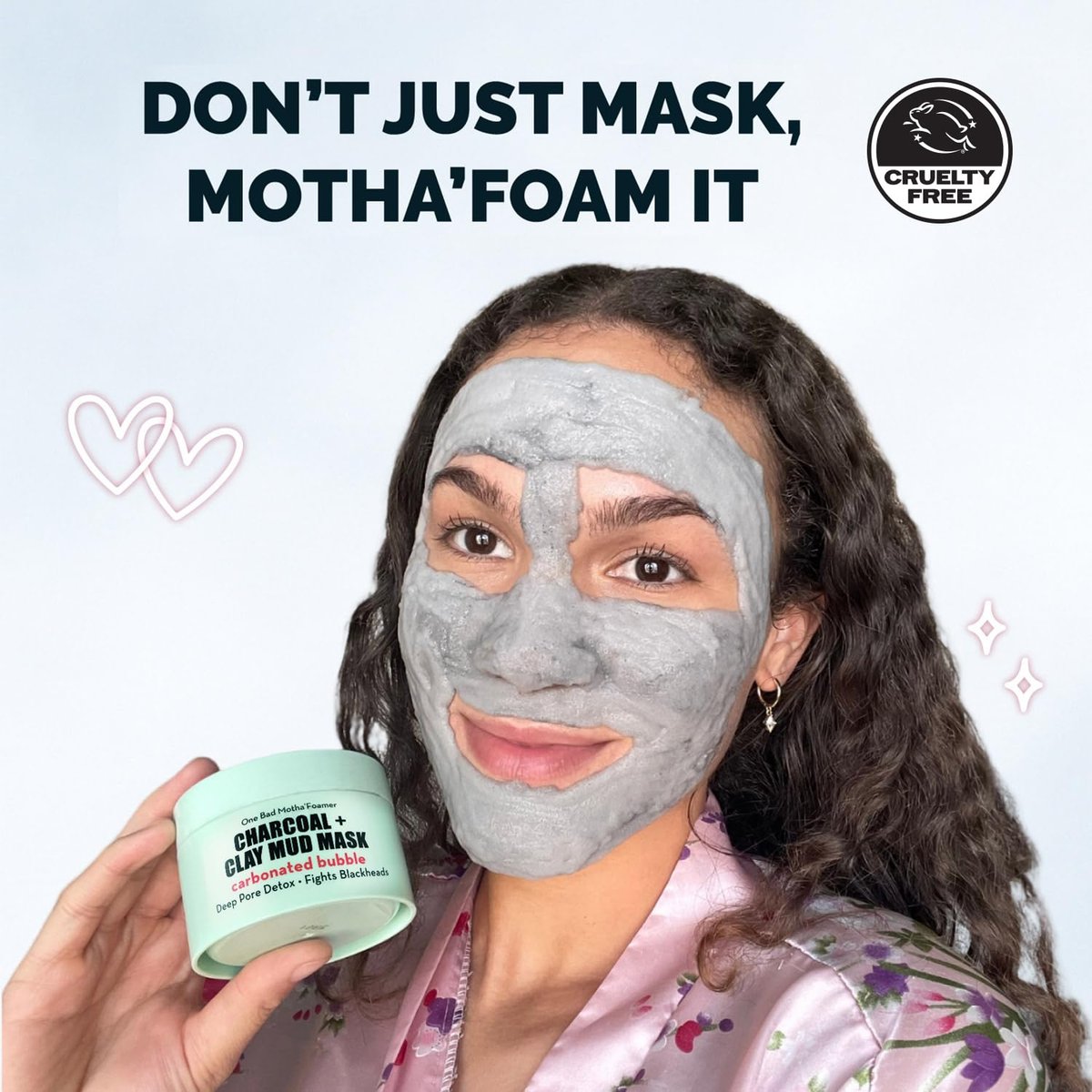 Elizabeth Mott Carbonated Bubble Detox Clay Mask – Deep Pore Cleansing Charcoal Face Mask for Acne, Blackheads & Oil Control – Cruelty-Free Korean Skincare, 3.53 oz - görsel 3