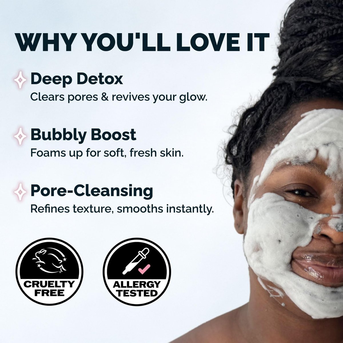 Elizabeth Mott Carbonated Bubble Detox Clay Mask – Deep Pore Cleansing Charcoal Face Mask for Acne, Blackheads & Oil Control – Cruelty-Free Korean Skincare, 3.53 oz - görsel 5