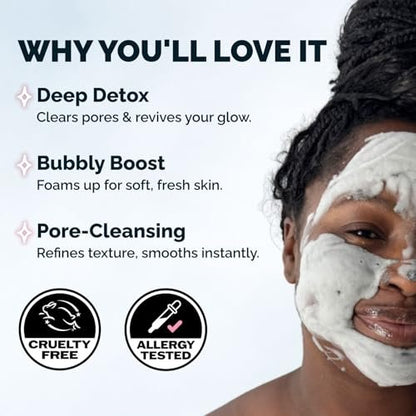 Elizabeth Mott Carbonated Bubble Detox Clay Mask – Deep Pore Cleansing Charcoal Face Mask for Acne, Blackheads & Oil Control – Cruelty-Free Korean Skincare, 3.53 oz